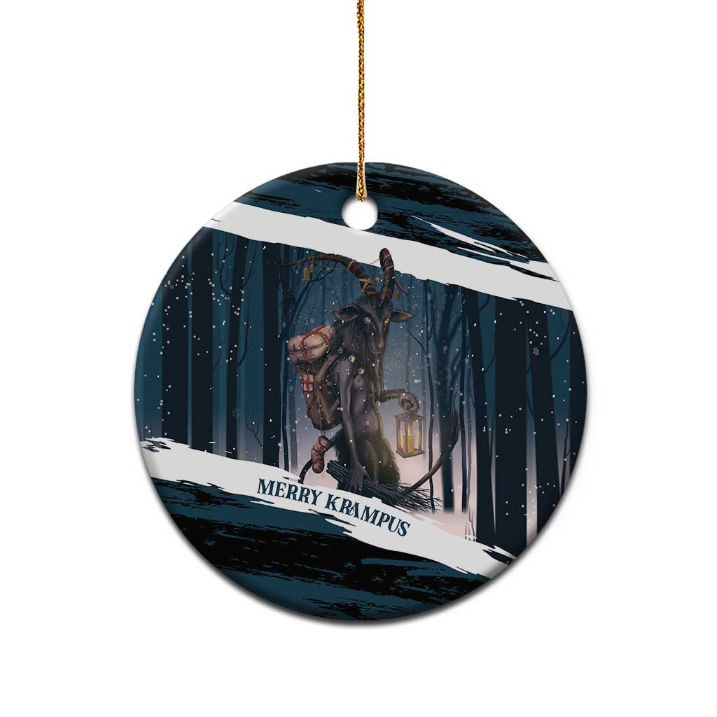 Merry Christmas Ceramic Ornament Krampus in The Woods - Dark Teal LT7