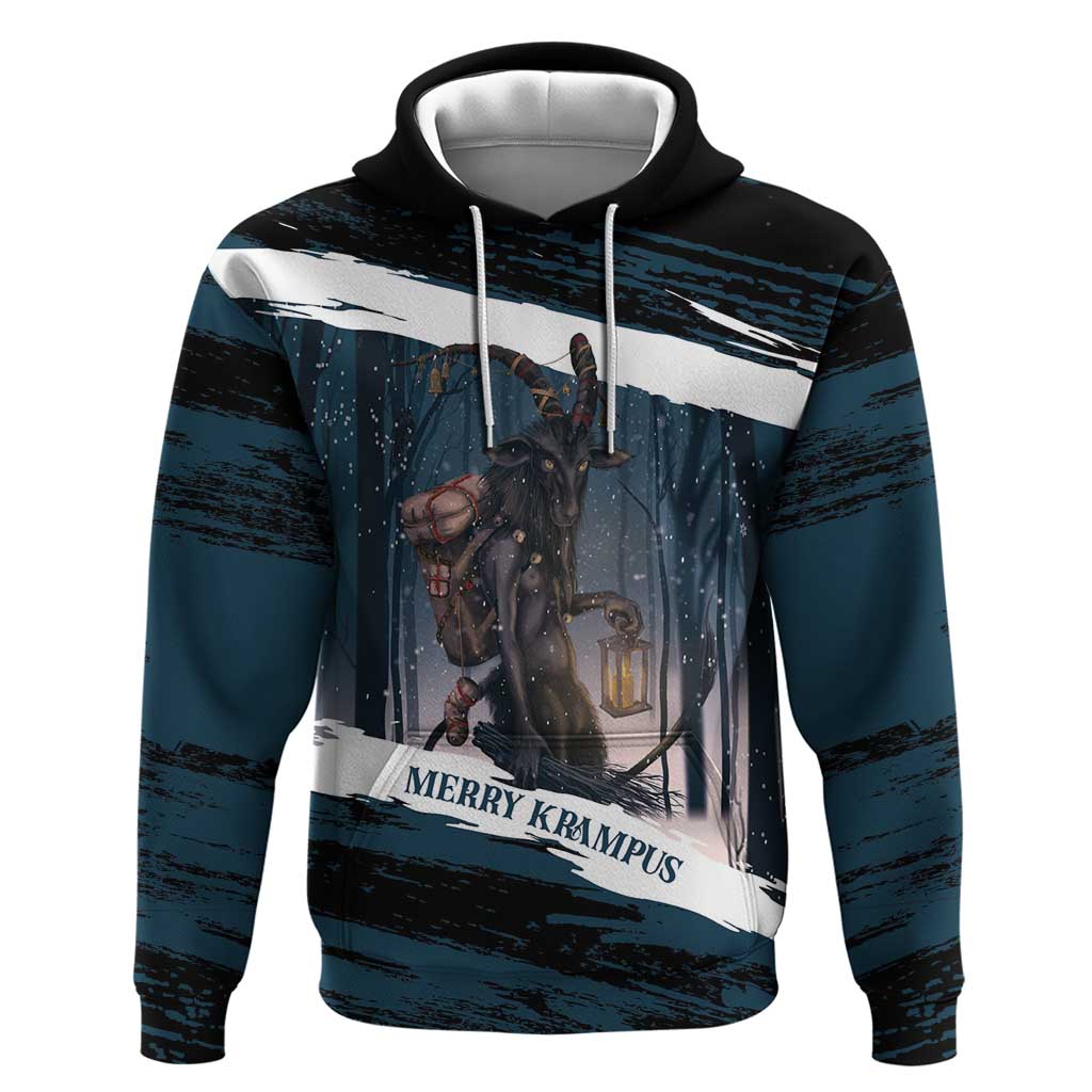 Merry Christmas Hoodie Krampus in The Woods - Dark Teal LT7