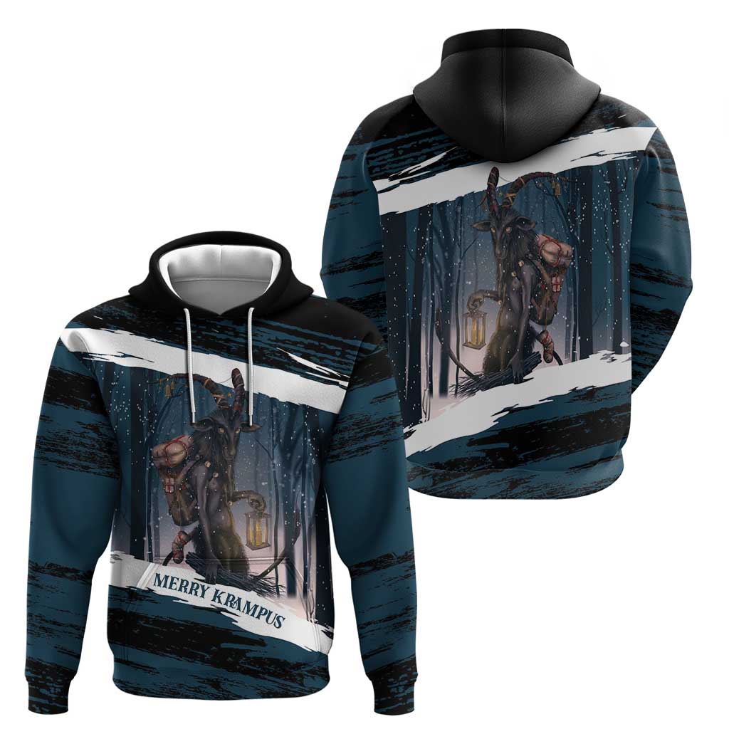 Merry Christmas Hoodie Krampus in The Woods - Dark Teal LT7