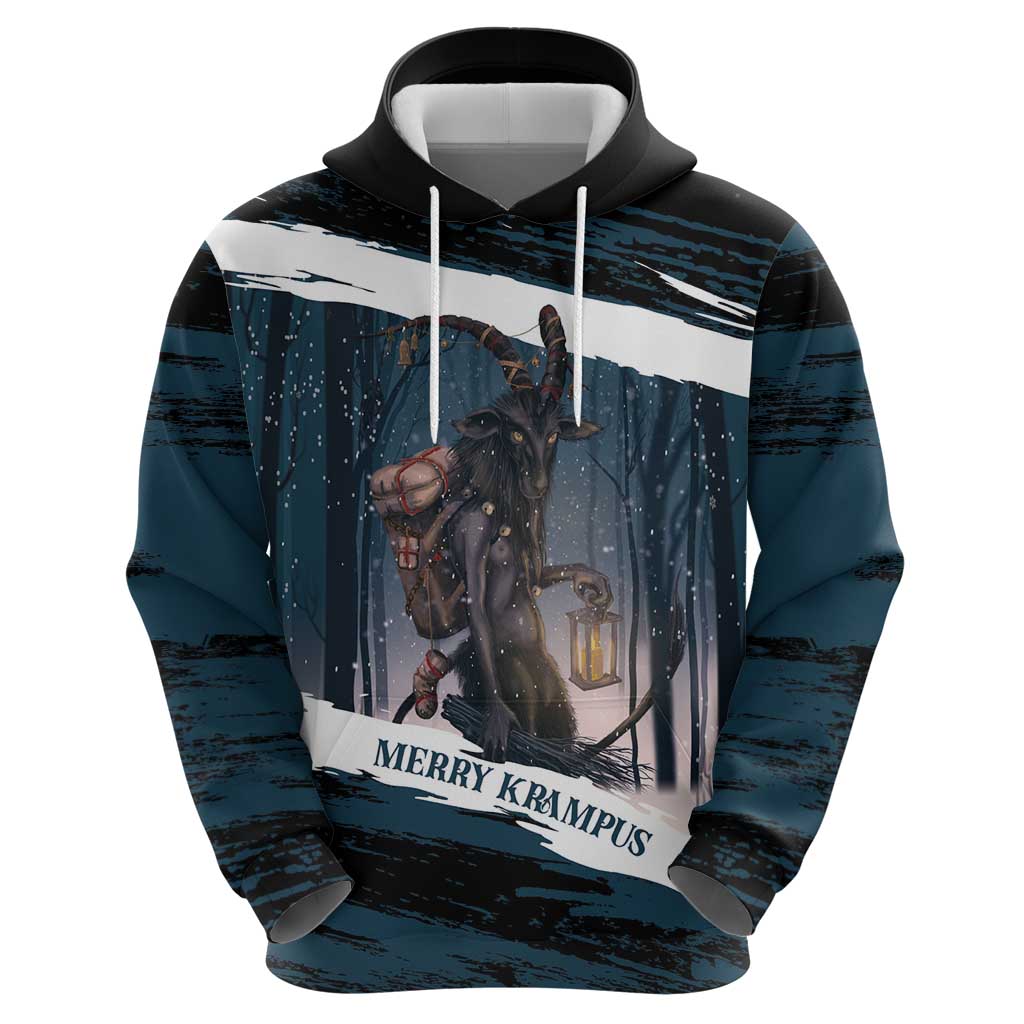 Merry Christmas Hoodie Krampus in The Woods - Dark Teal LT7