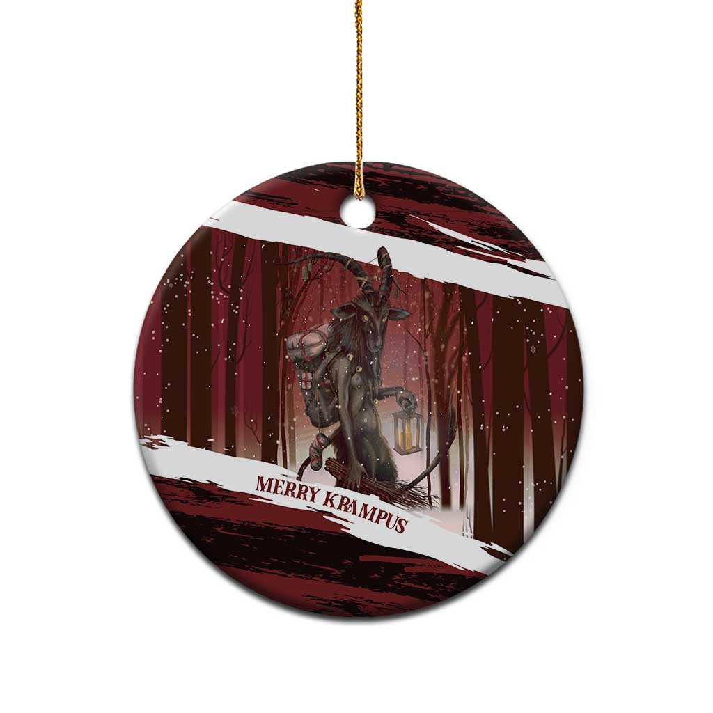 Merry Christmas Ceramic Ornament Krampus in The Woods - Red LT7