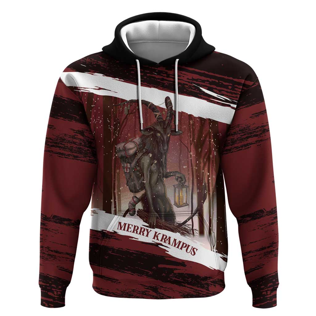 Merry Christmas Hoodie Krampus in The Woods - Red LT7