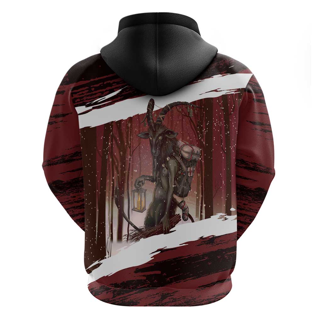Merry Christmas Hoodie Krampus in The Woods - Red LT7