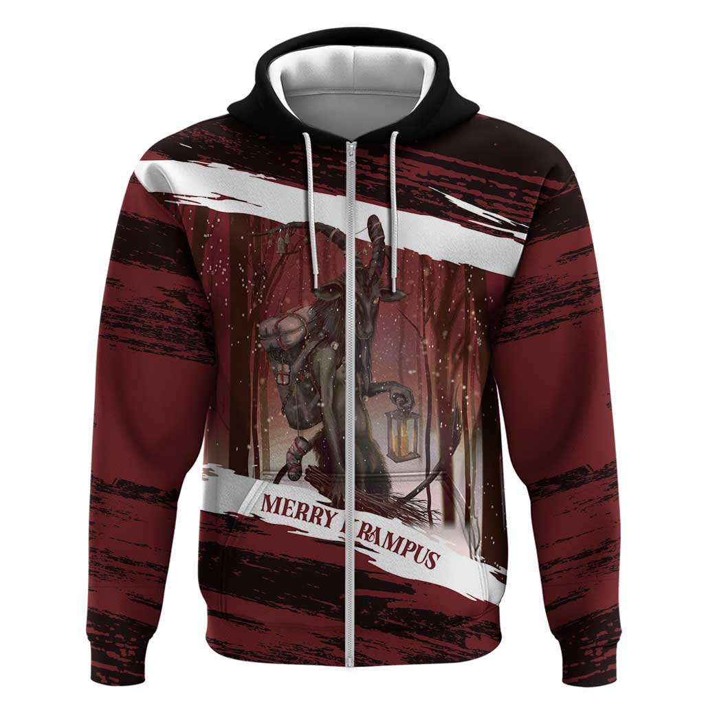 Merry Christmas Hoodie Krampus in The Woods - Red LT7