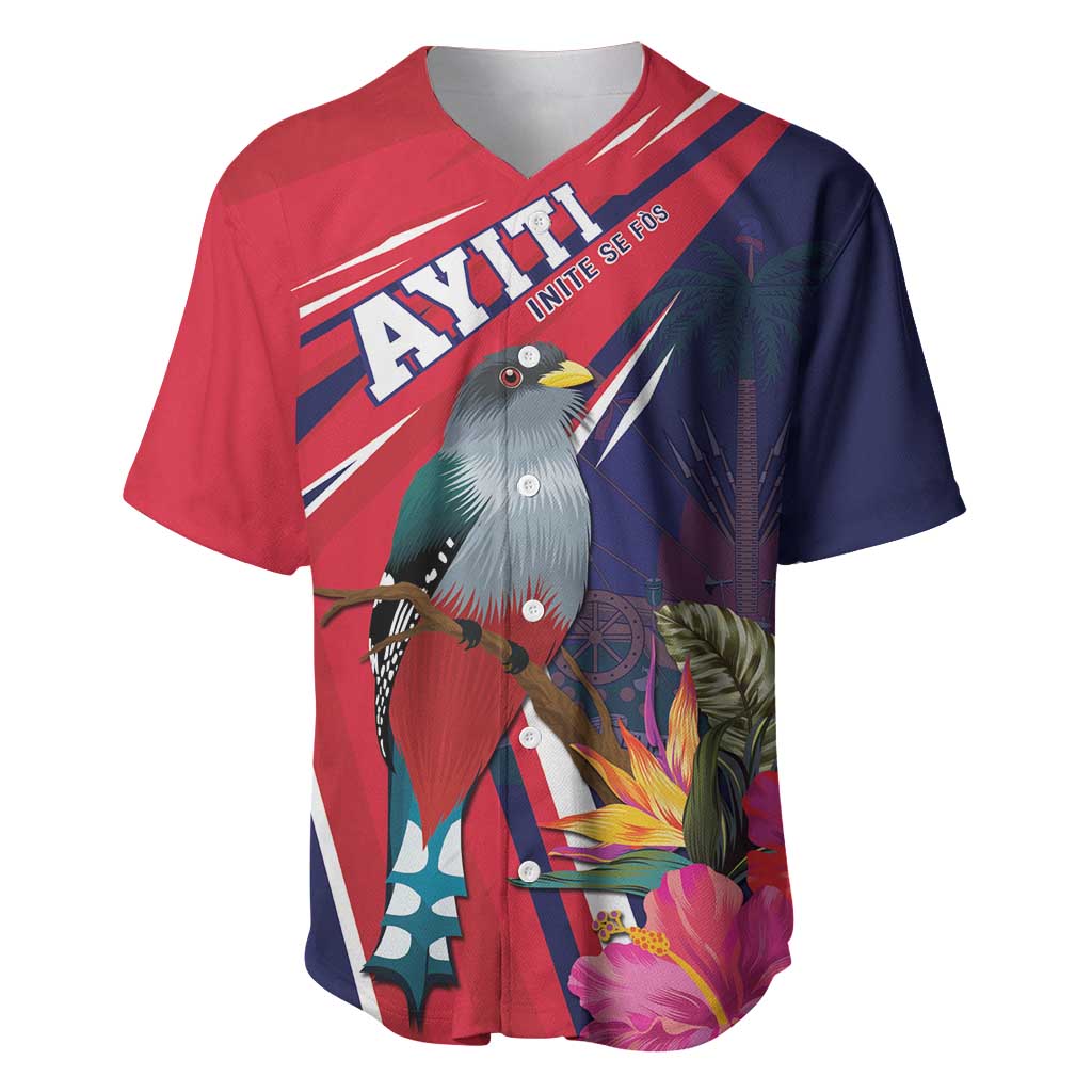 Haiti Personalized Baseball Jersey Hispaniolan Trogon Tropical Vibes LT7