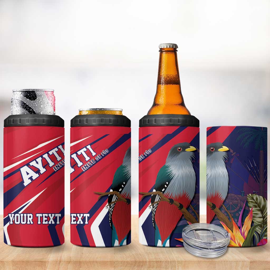 Haiti Personalized 4 in 1 Can Cooler Tumbler Hispaniolan Trogon Tropical Vibes LT7