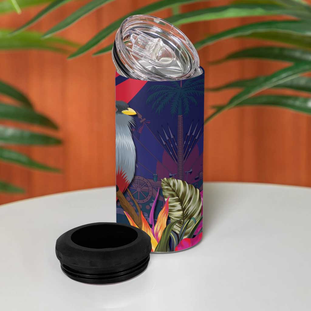 Haiti Personalized 4 in 1 Can Cooler Tumbler Hispaniolan Trogon Tropical Vibes LT7