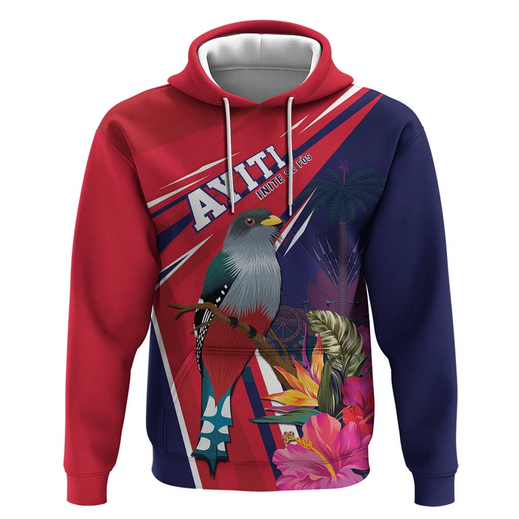 Haiti Personalized Hoodie Hispaniolan Trogon Tropical Vibes LT7
