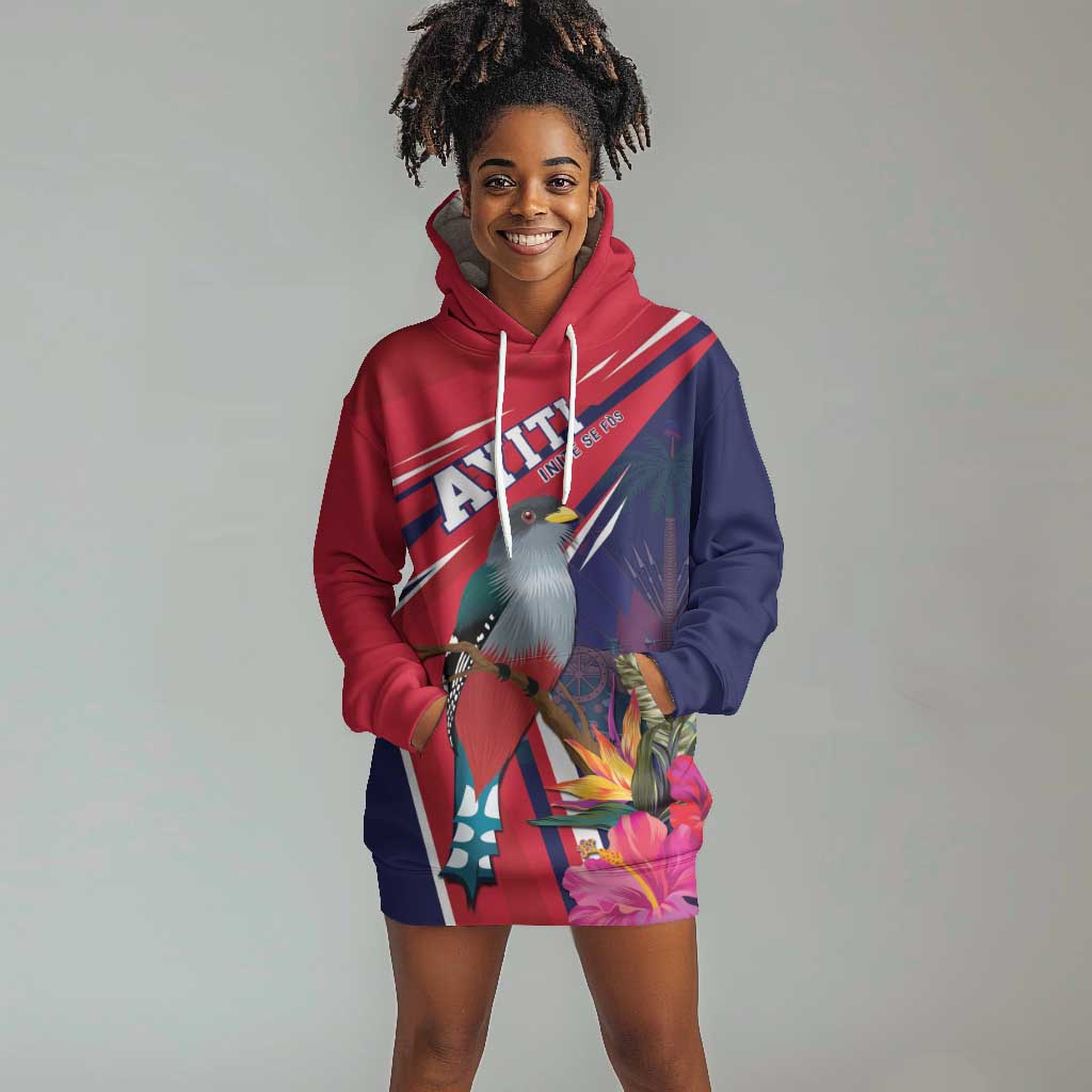 Haiti Personalized Hoodie Dress Hispaniolan Trogon Tropical Vibes LT7