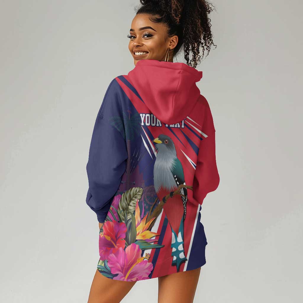 Haiti Personalized Hoodie Dress Hispaniolan Trogon Tropical Vibes LT7