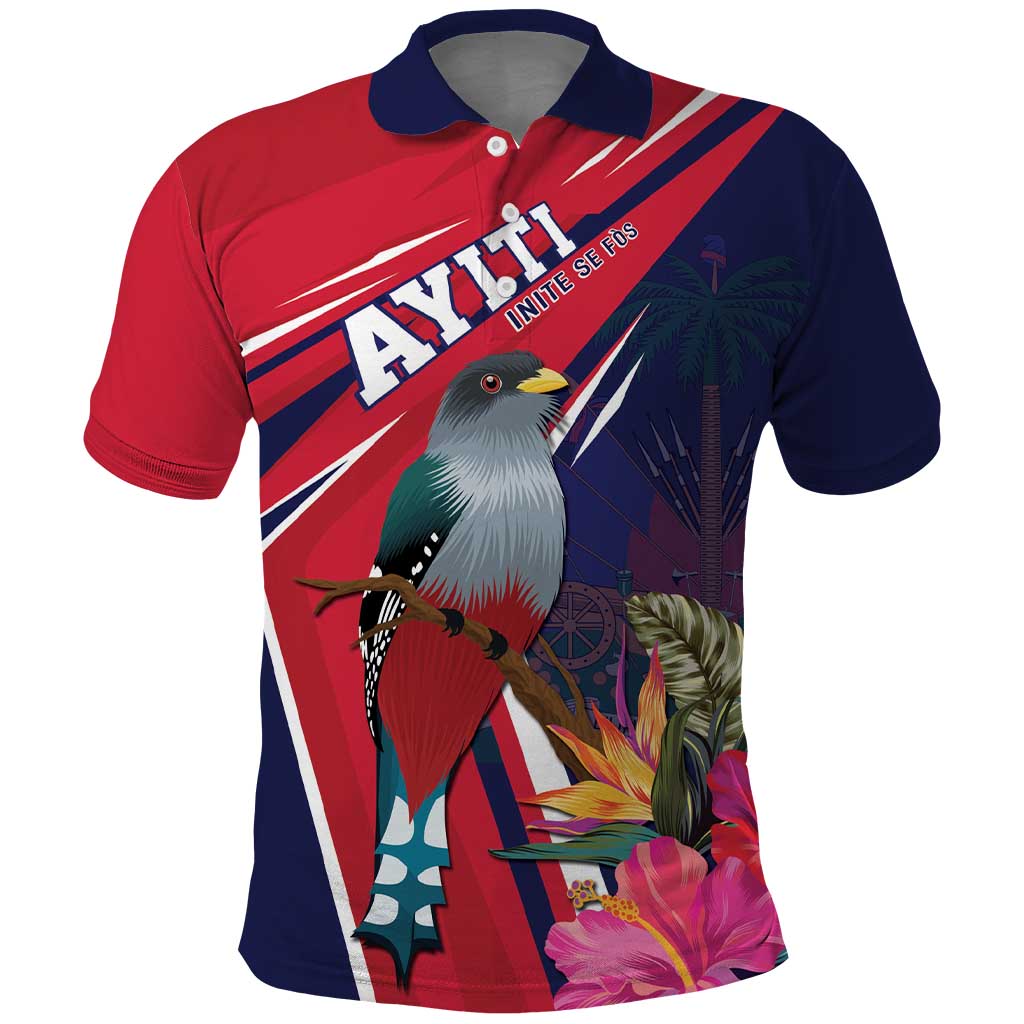 Haiti Personalized Polo Shirt Hispaniolan Trogon Tropical Vibes LT7