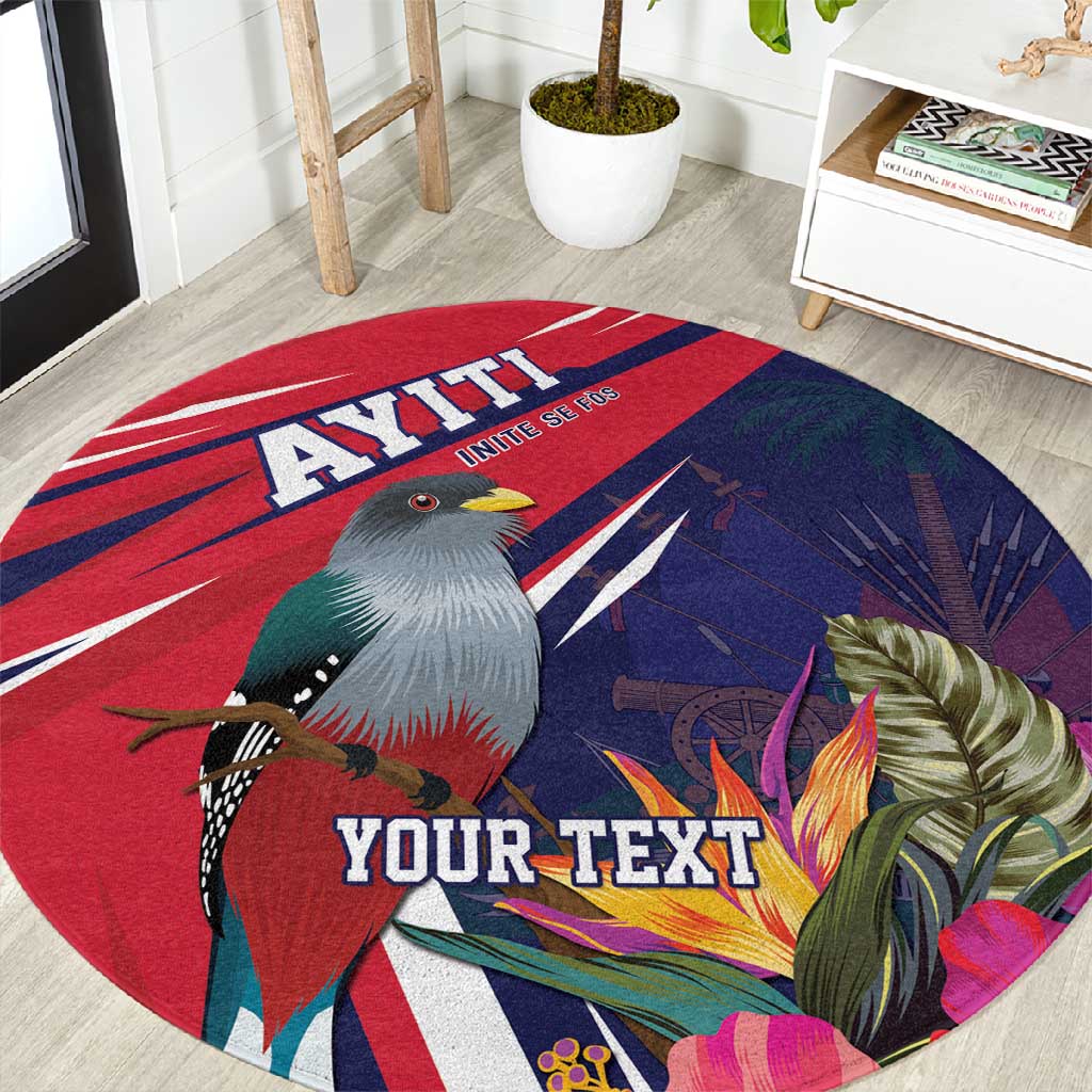 Haiti Personalized Round Carpet Hispaniolan Trogon Tropical Vibes LT7