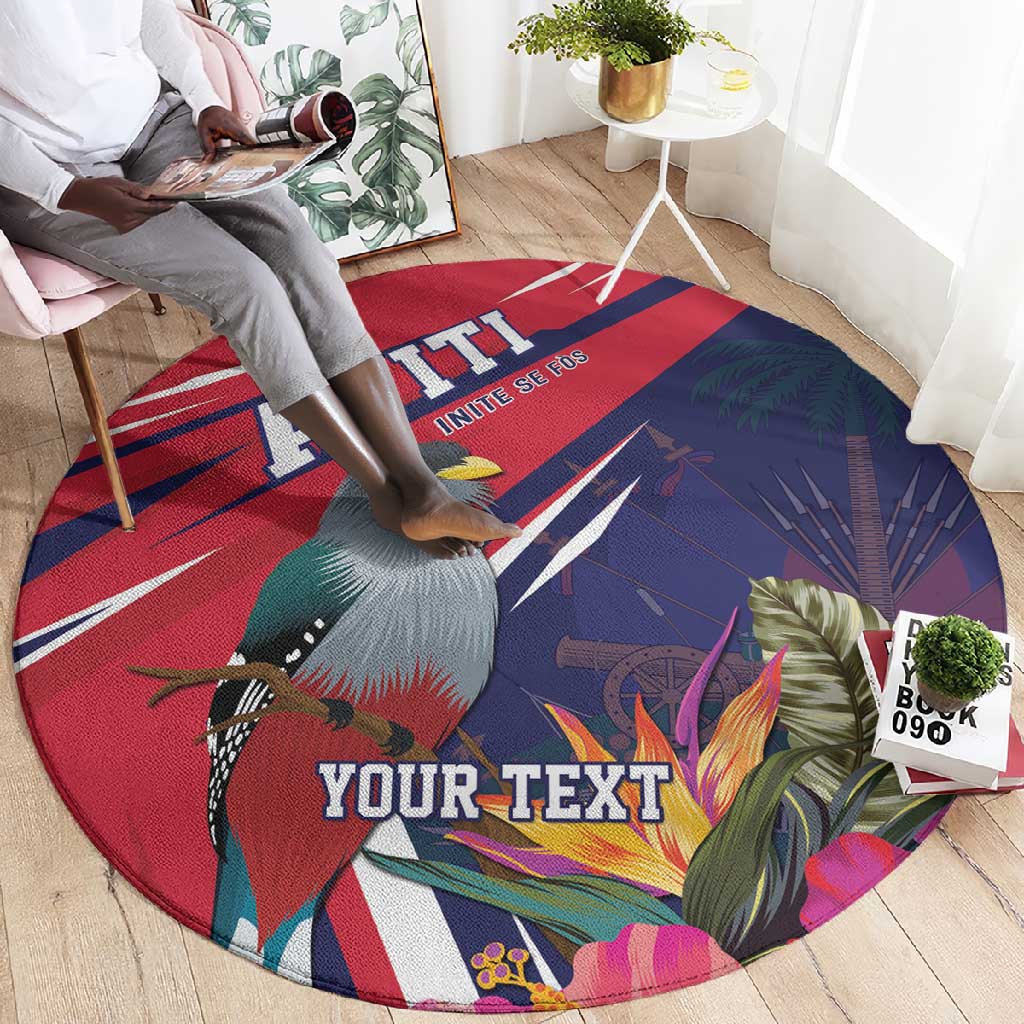 Haiti Personalized Round Carpet Hispaniolan Trogon Tropical Vibes LT7