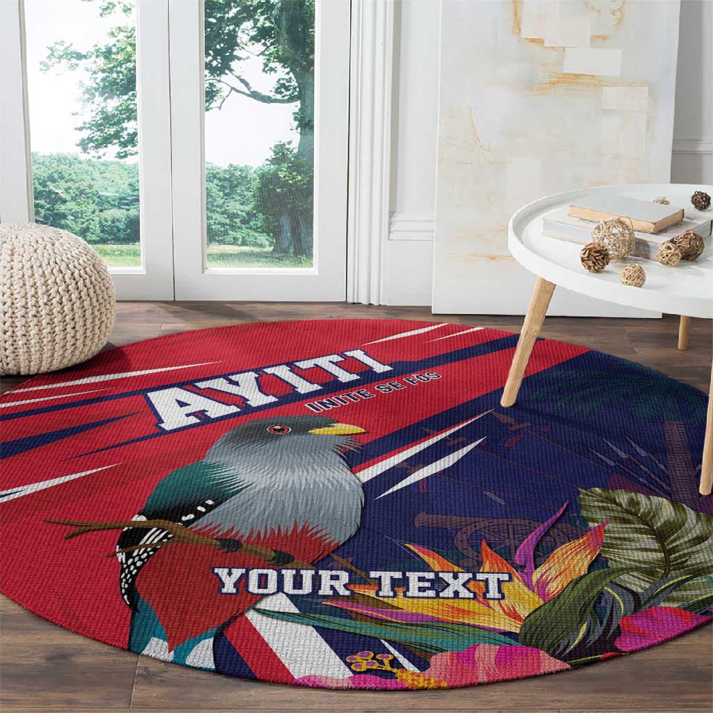 Haiti Personalized Round Carpet Hispaniolan Trogon Tropical Vibes LT7