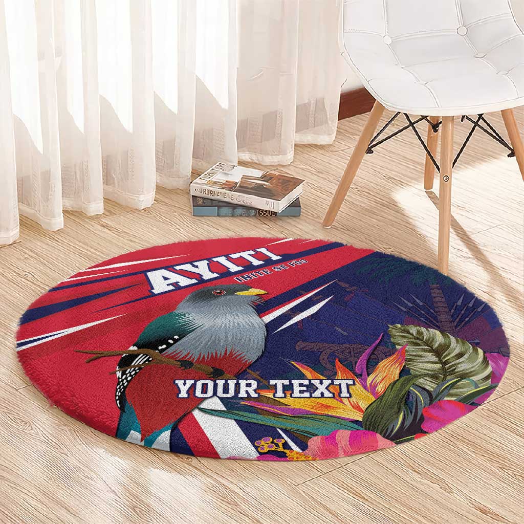 Haiti Personalized Round Carpet Hispaniolan Trogon Tropical Vibes LT7