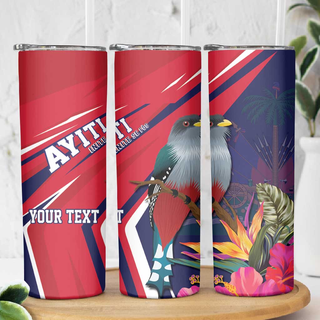 Haiti Personalized Skinny Tumbler Hispaniolan Trogon Tropical Vibes LT7