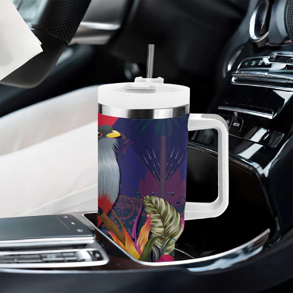 Haiti Personalized Tumbler With Handle Hispaniolan Trogon Tropical Vibes LT7