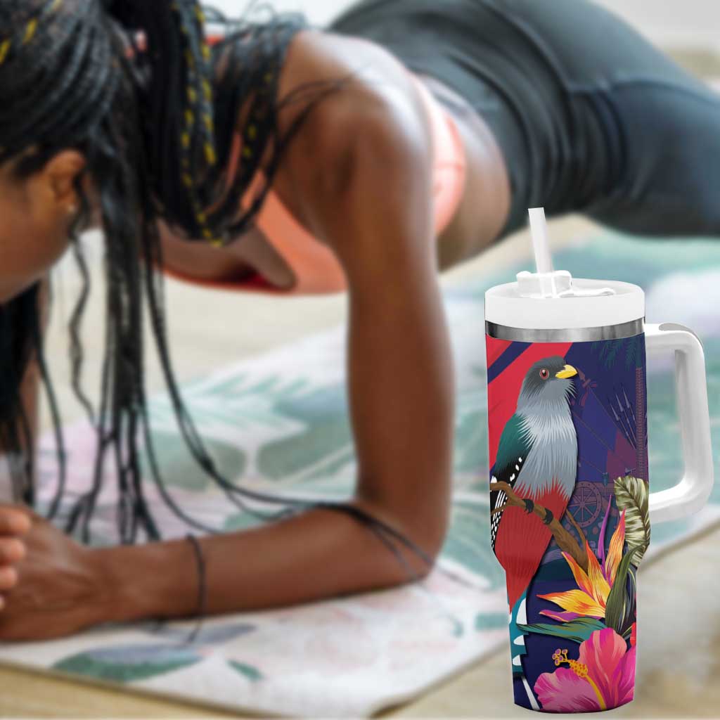 Haiti Personalized Tumbler With Handle Hispaniolan Trogon Tropical Vibes LT7