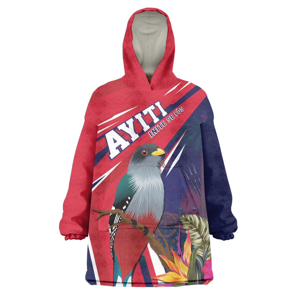 Haiti Personalized Wearable Blanket Hoodie Hispaniolan Trogon Tropical Vibes LT7