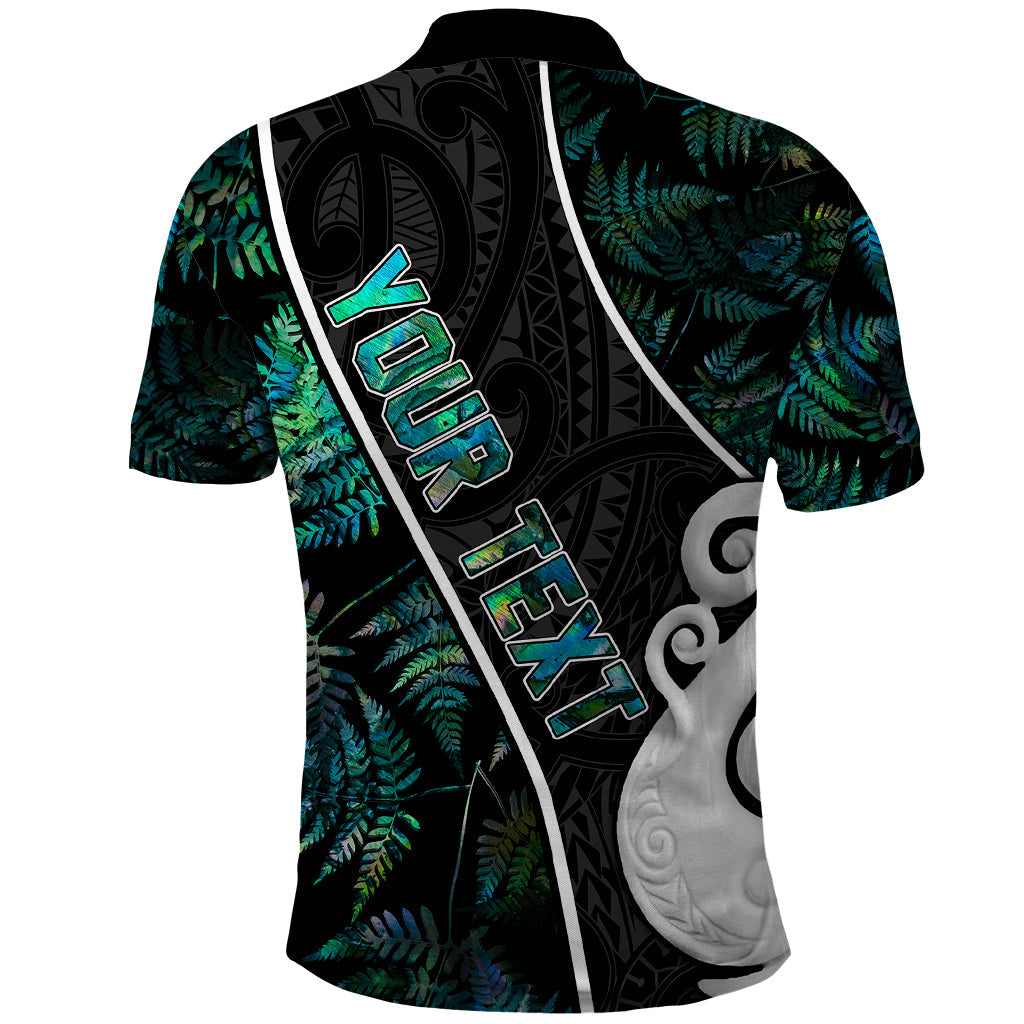 Peronsalised New Zealand Polo Shirt Paua Shell Maori Manaia with Silver Ferns LT7