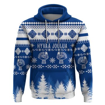 Finland Christmas Hannunvaakuna Tattoo Hoodie Hyvaa Joulua - Flag Color LT7