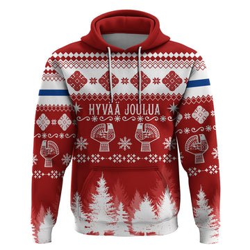 Finland Christmas Hannunvaakuna Tattoo Hoodie Hyvaa Joulua - Red LT7