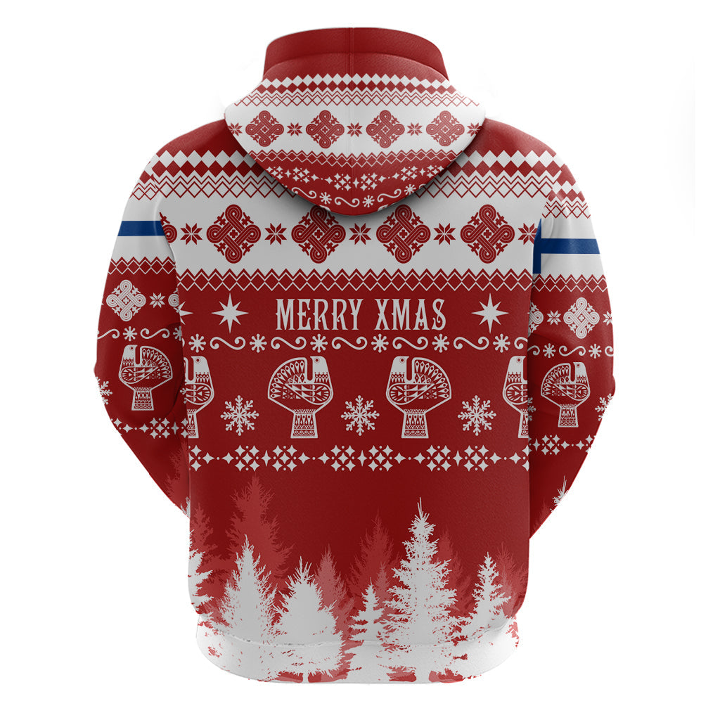 Finland Christmas Hannunvaakuna Tattoo Hoodie Hyvaa Joulua - Red LT7