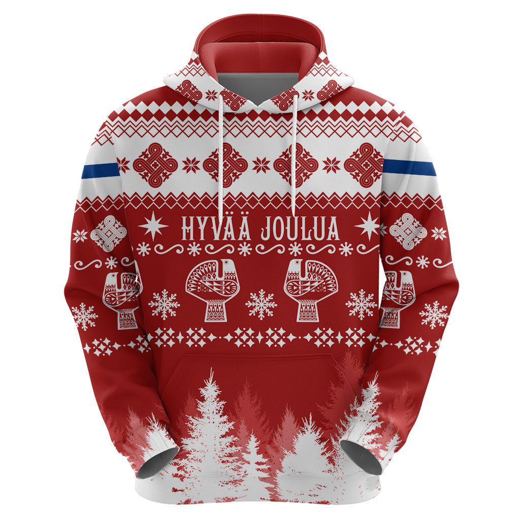 Finland Christmas Hannunvaakuna Tattoo Hoodie Hyvaa Joulua - Red LT7