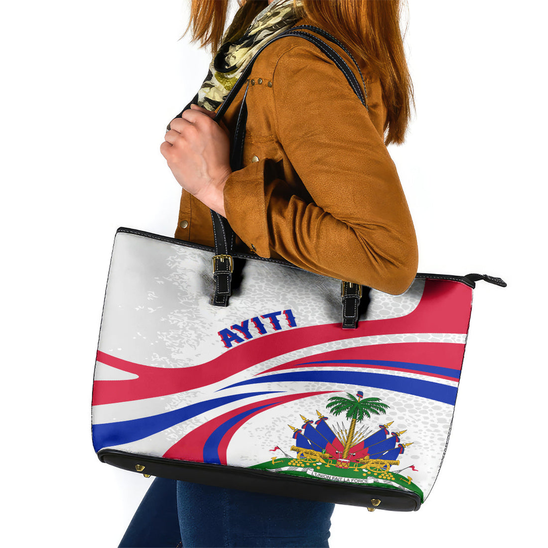 Haiti Independence Anniversary Leather Tote Bag Ayiti Basic Style LT7
