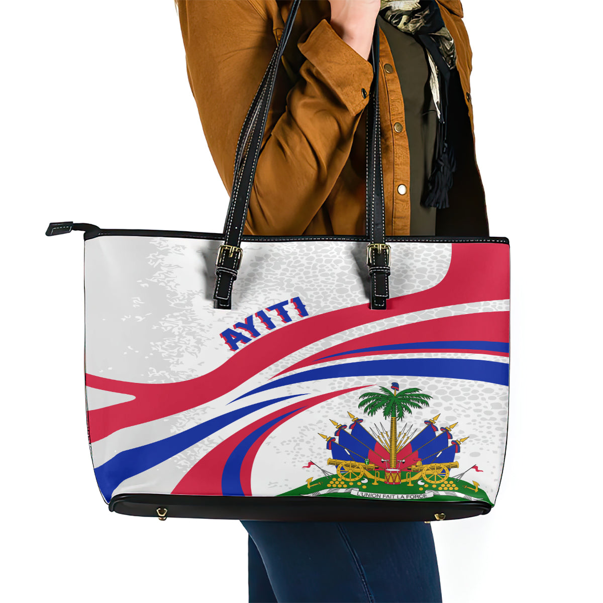Haiti Independence Anniversary Leather Tote Bag Ayiti Basic Style LT7