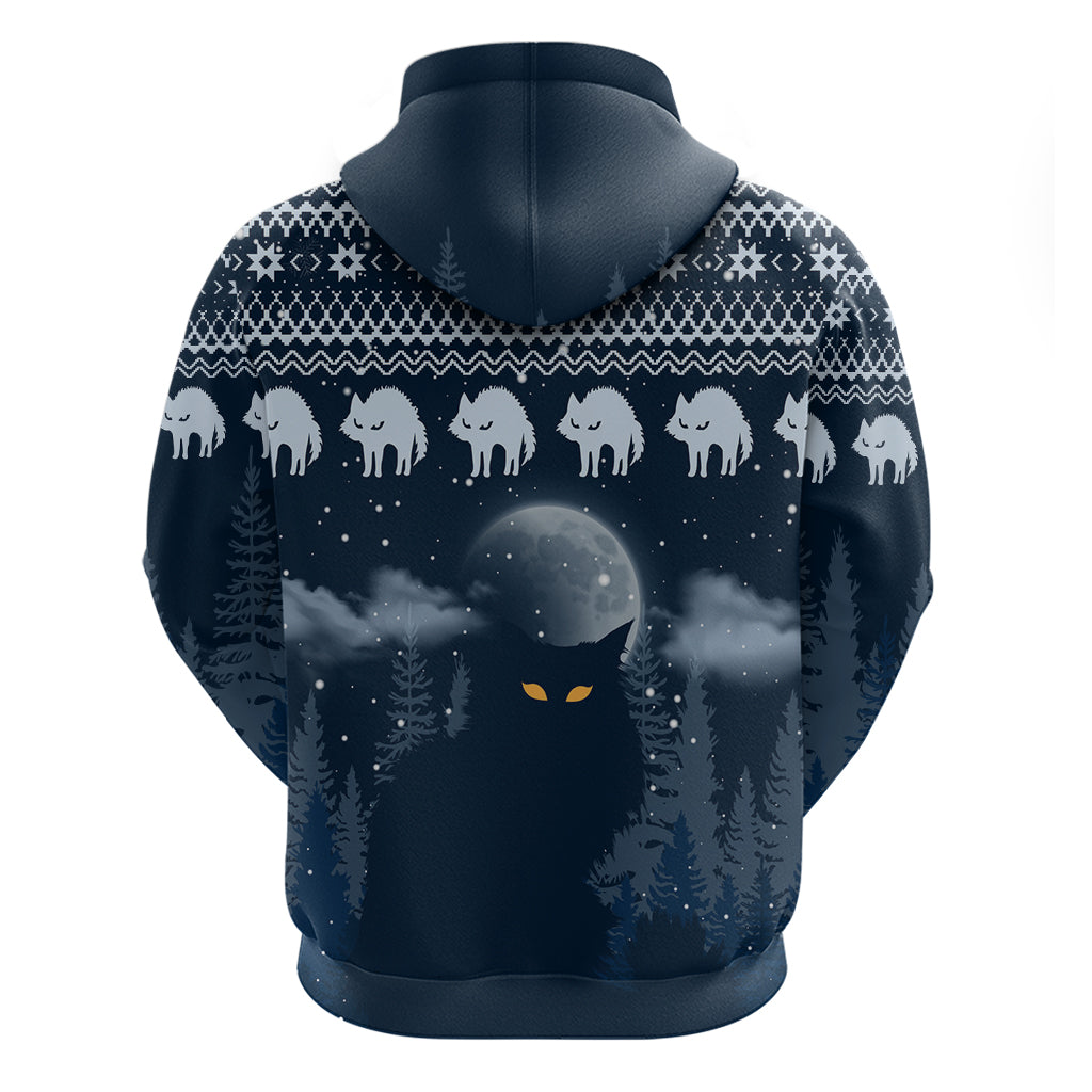 Yule Cat Christmas Hoodie Jolakotturinn Snowy Night LT7