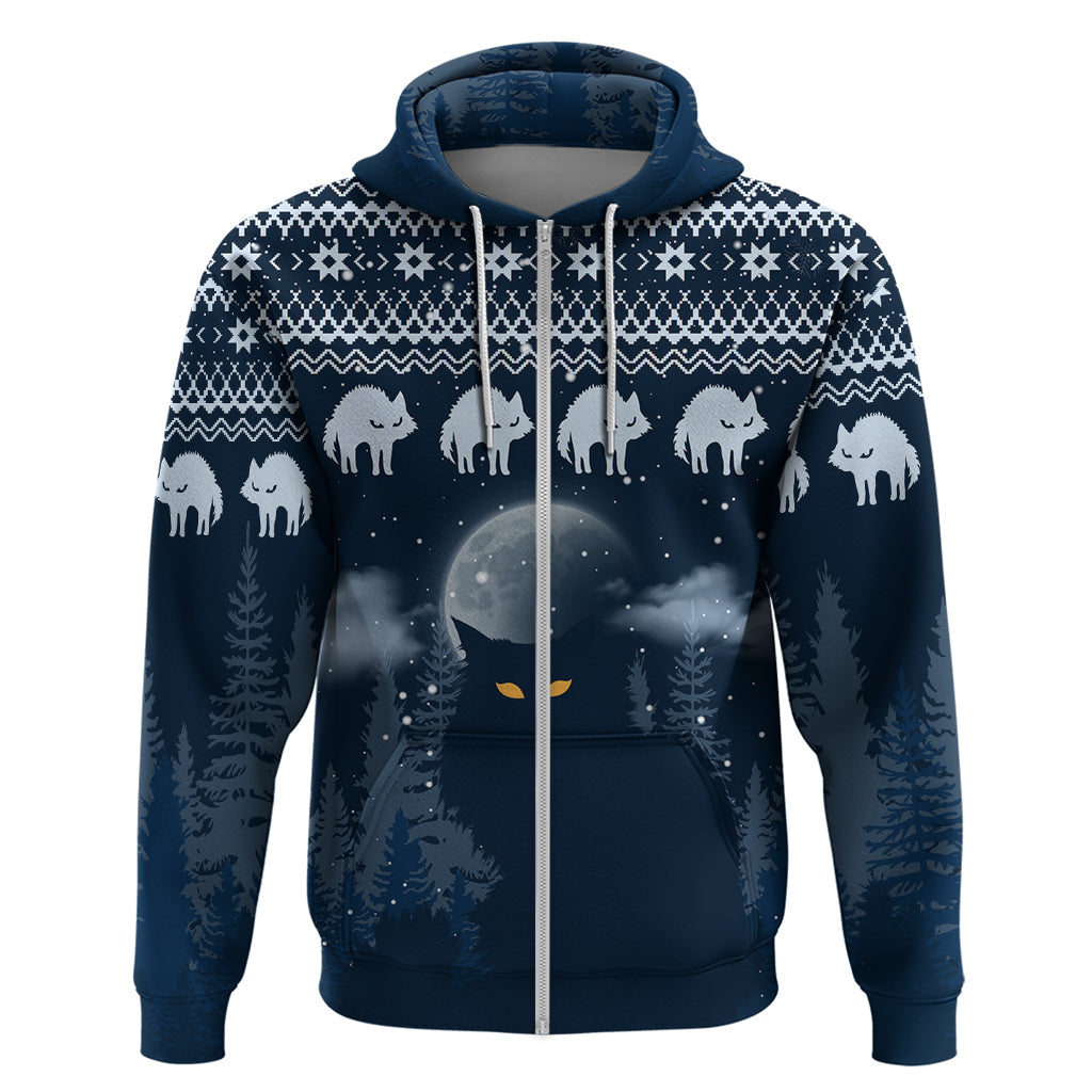 Yule Cat Christmas Hoodie Jolakotturinn Snowy Night LT7