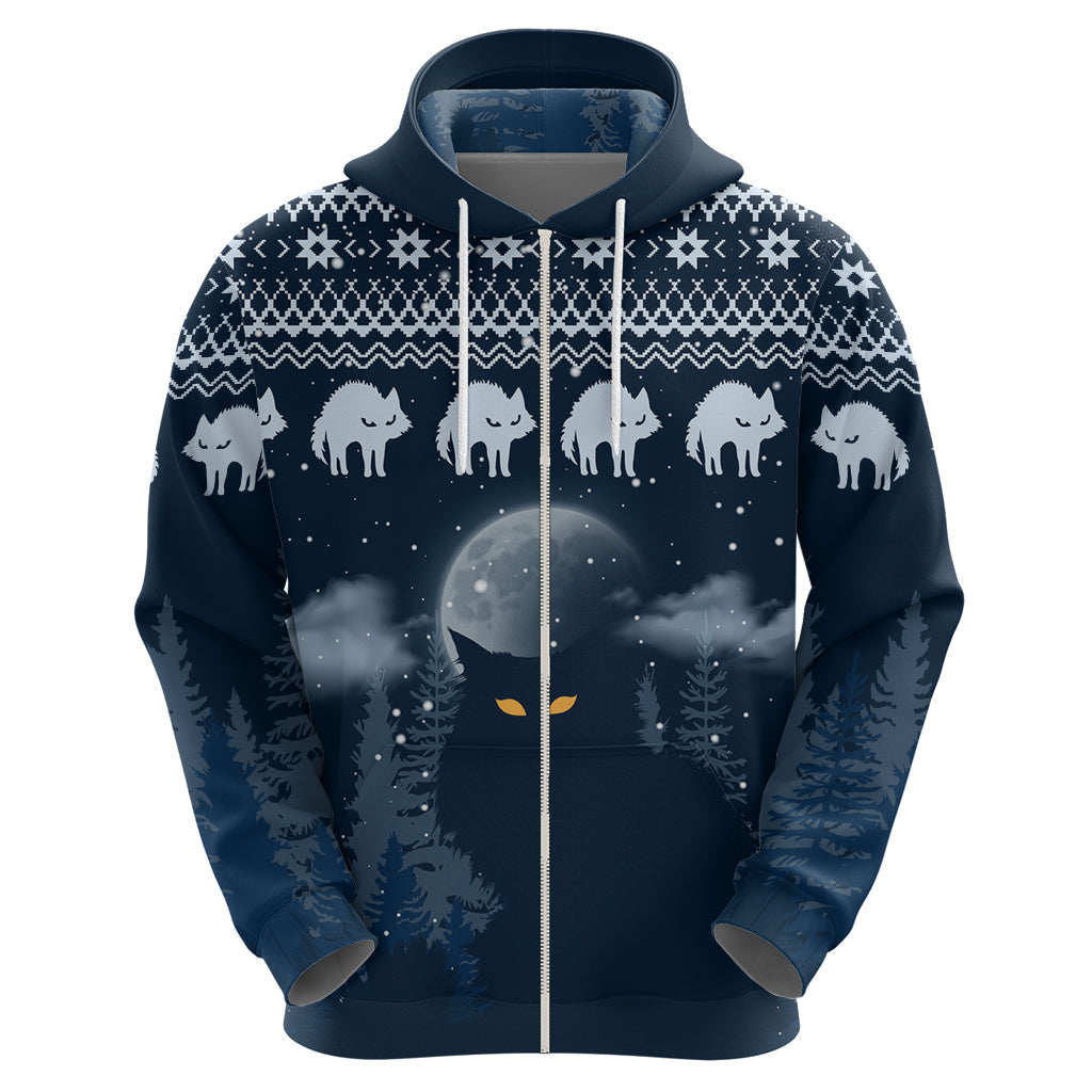 Yule Cat Christmas Hoodie Jolakotturinn Snowy Night LT7