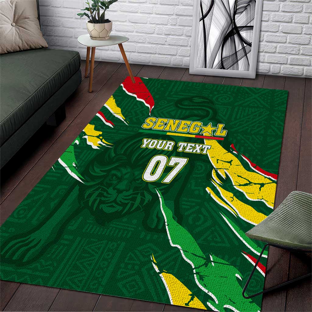 Custom Senegal Football Area Rug Nations Cup 2024 Tranga Lions LT7