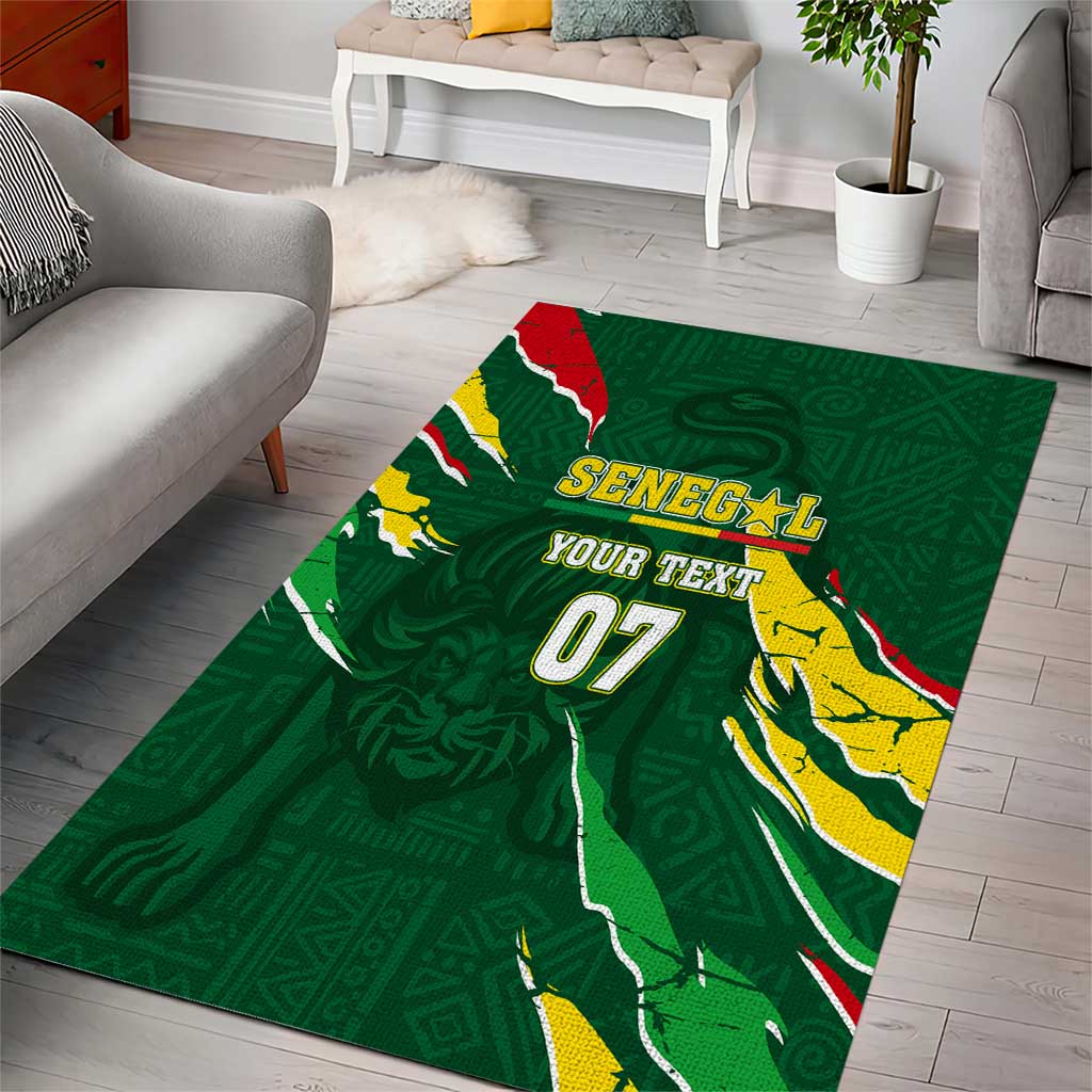Custom Senegal Football Area Rug Nations Cup 2024 Tranga Lions LT7