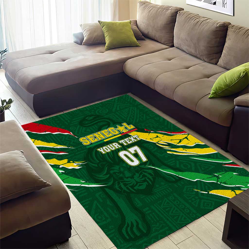 Custom Senegal Football Area Rug Nations Cup 2024 Tranga Lions LT7