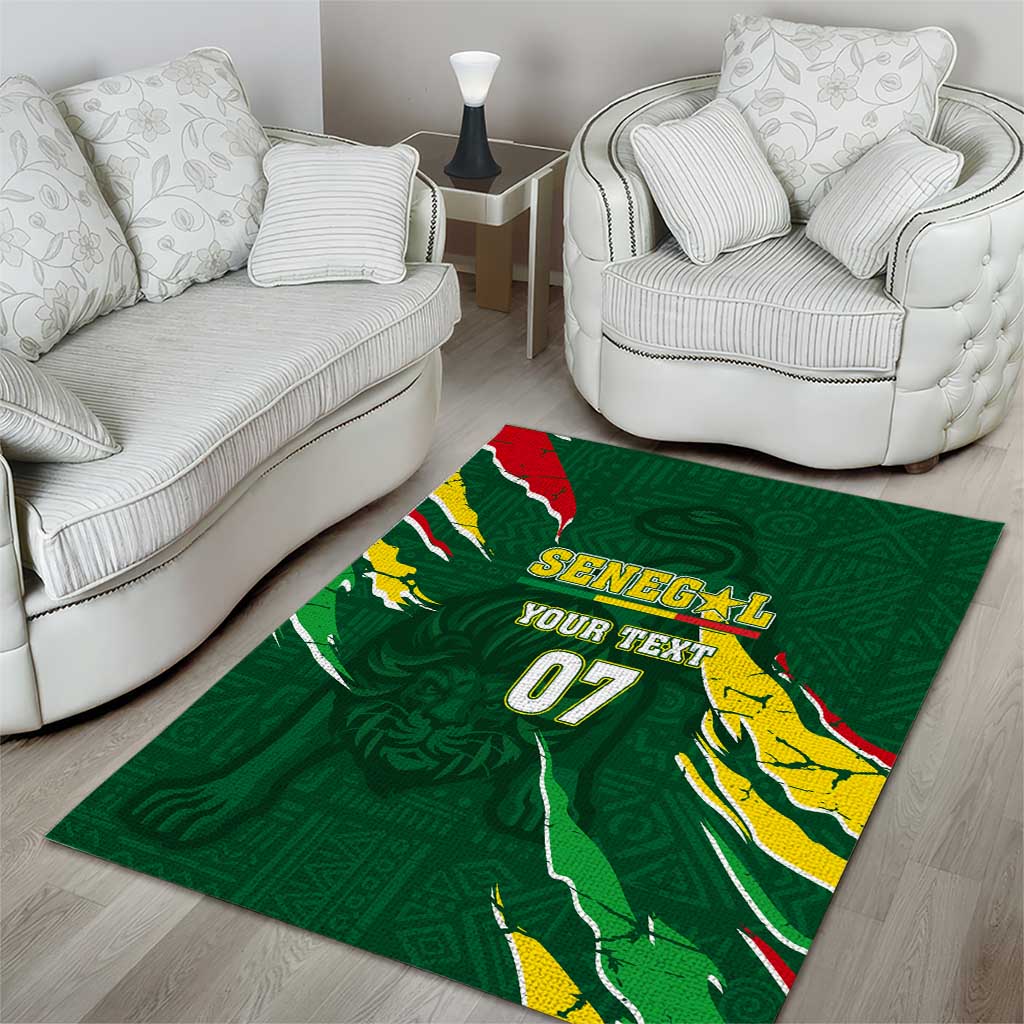 Custom Senegal Football Area Rug Nations Cup 2024 Tranga Lions LT7