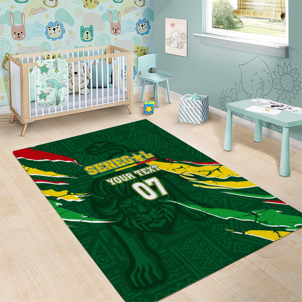 Custom Senegal Football Area Rug Nations Cup 2024 Tranga Lions LT7