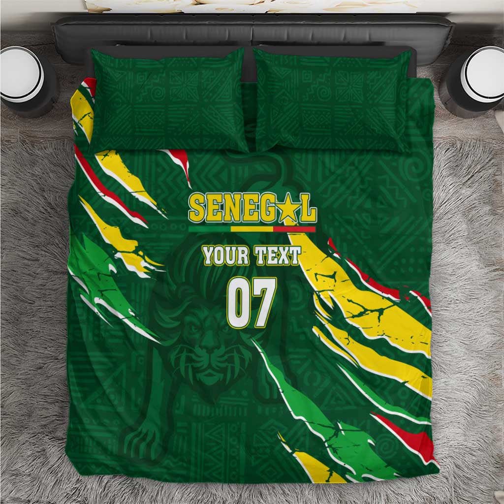 Custom Senegal Football Bedding Set Nations Cup 2024 Tranga Lions LT7