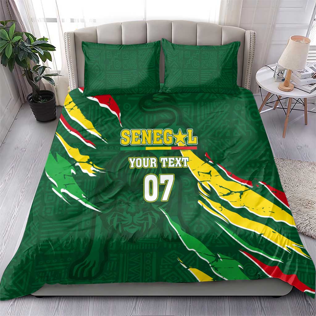 Custom Senegal Football Bedding Set Nations Cup 2024 Tranga Lions LT7