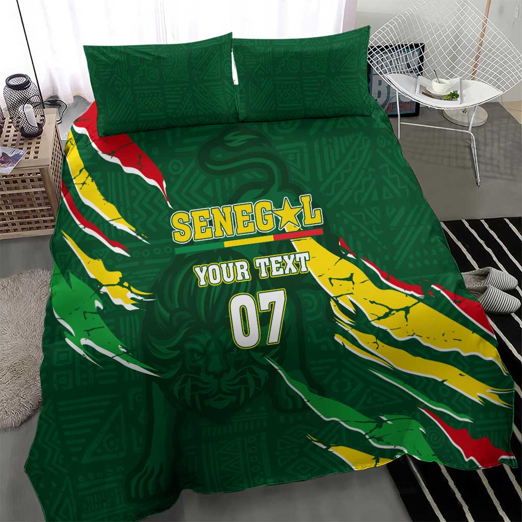 Custom Senegal Football Bedding Set Nations Cup 2024 Tranga Lions LT7