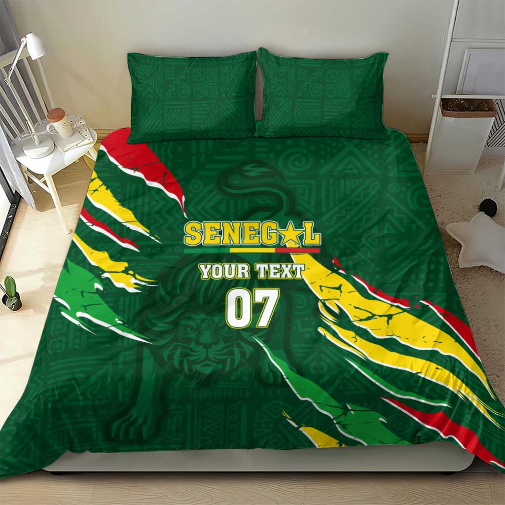 Custom Senegal Football Bedding Set Nations Cup 2024 Tranga Lions LT7