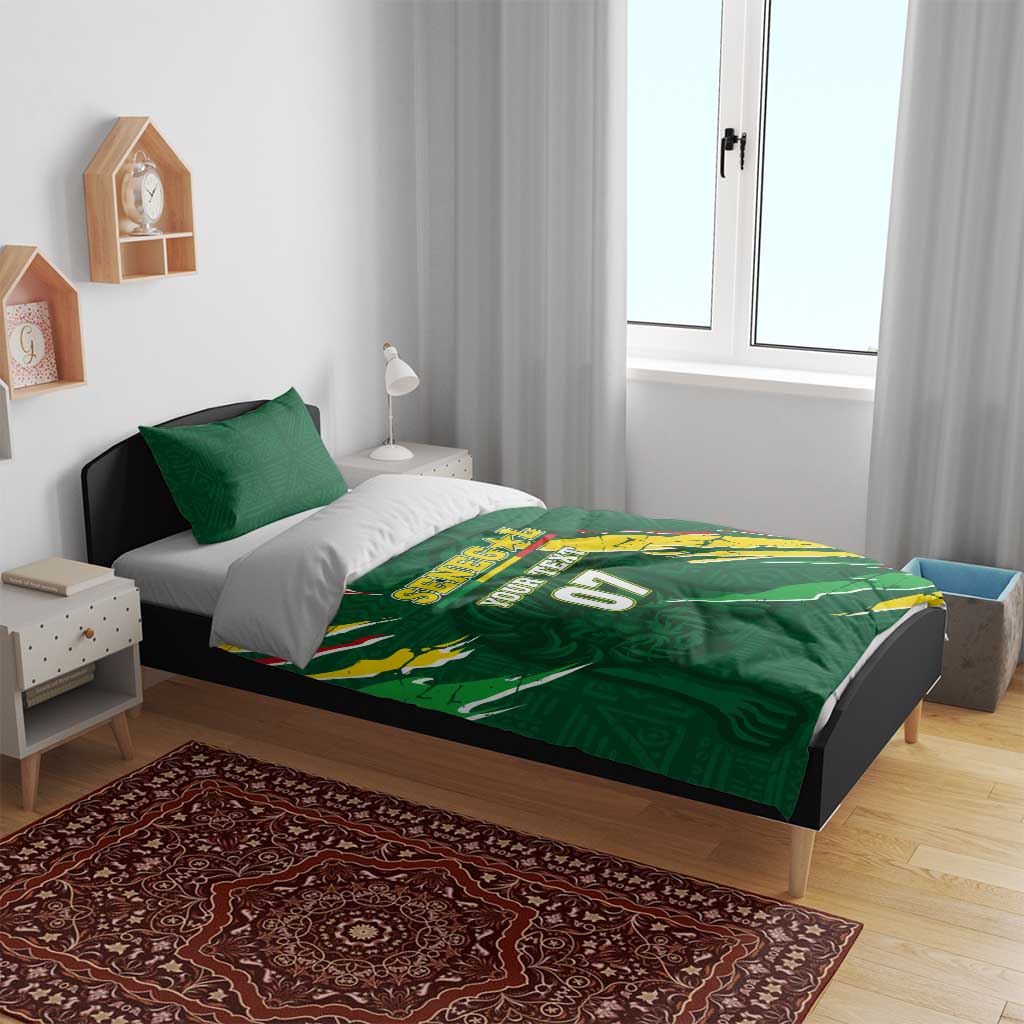 Custom Senegal Football Bedding Set Nations Cup 2024 Tranga Lions LT7