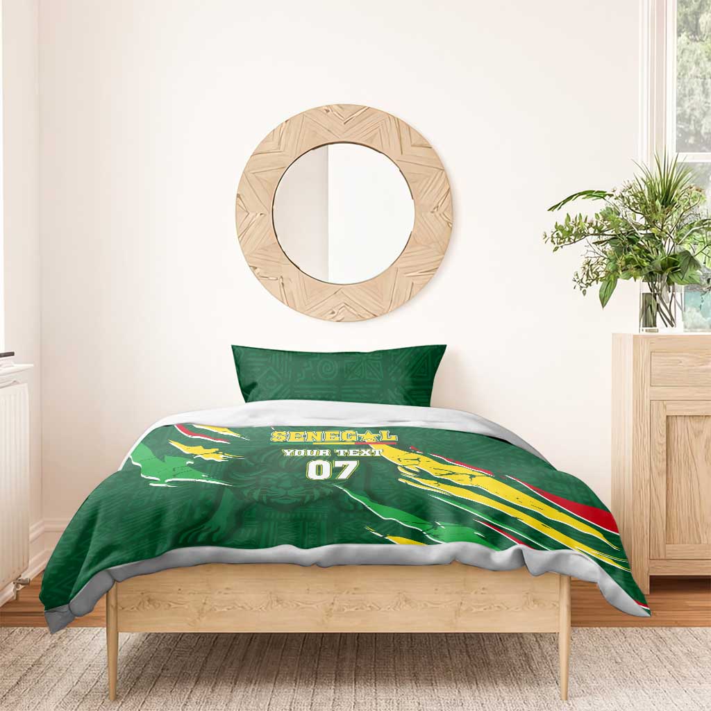 Custom Senegal Football Bedding Set Nations Cup 2024 Tranga Lions LT7