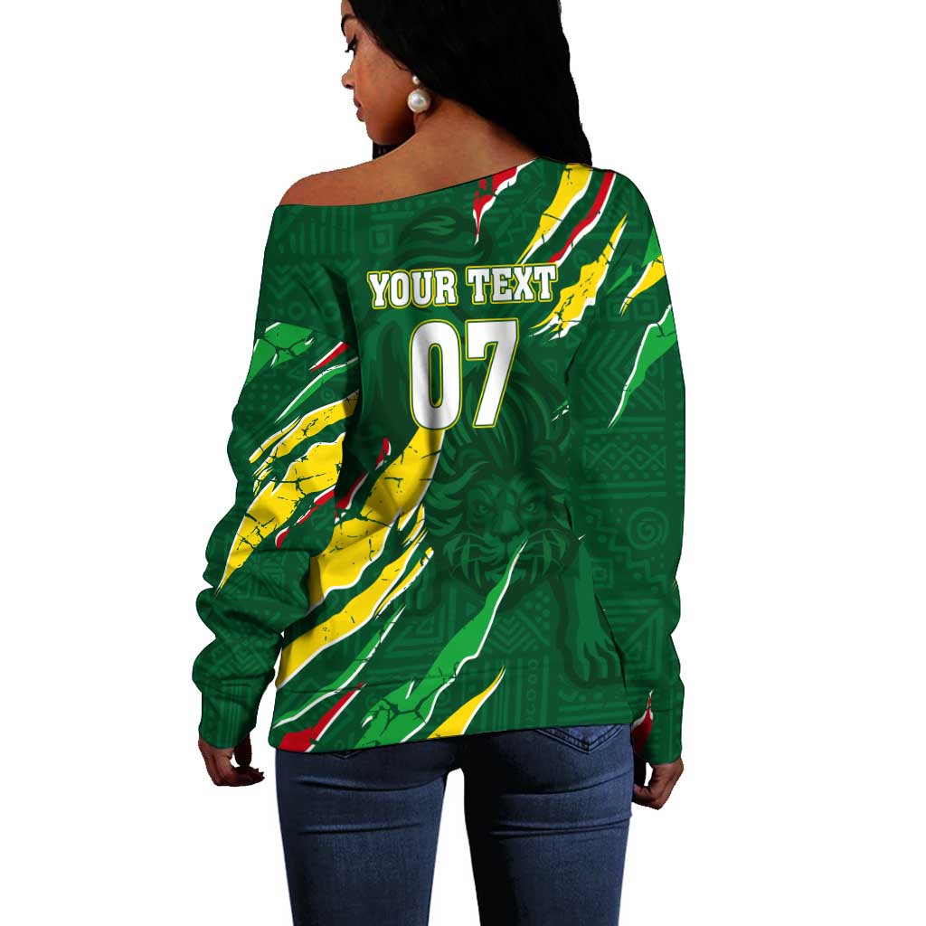 Custom Senegal Football Off Shoulder Sweater Nations Cup 2024 Tranga Lions LT7