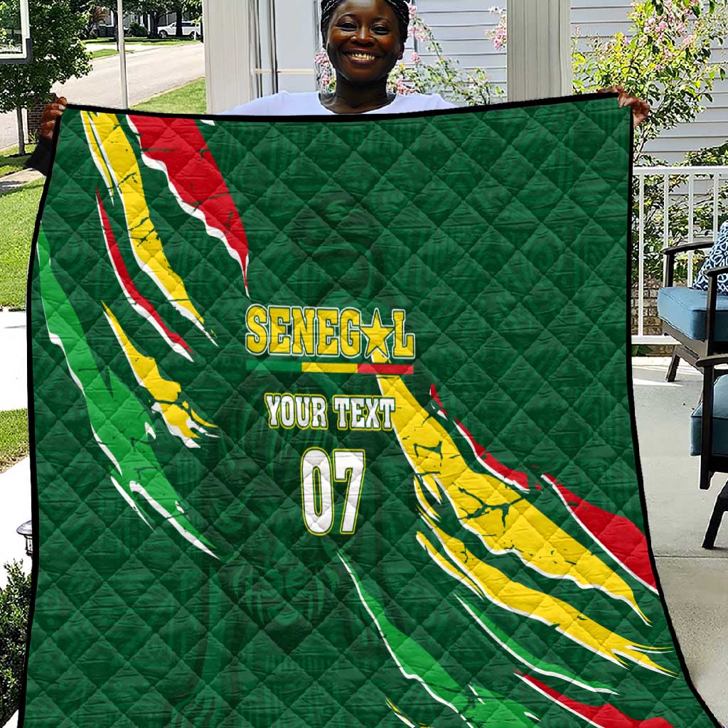 Custom Senegal Football Quilt Nations Cup 2024 Tranga Lions LT7