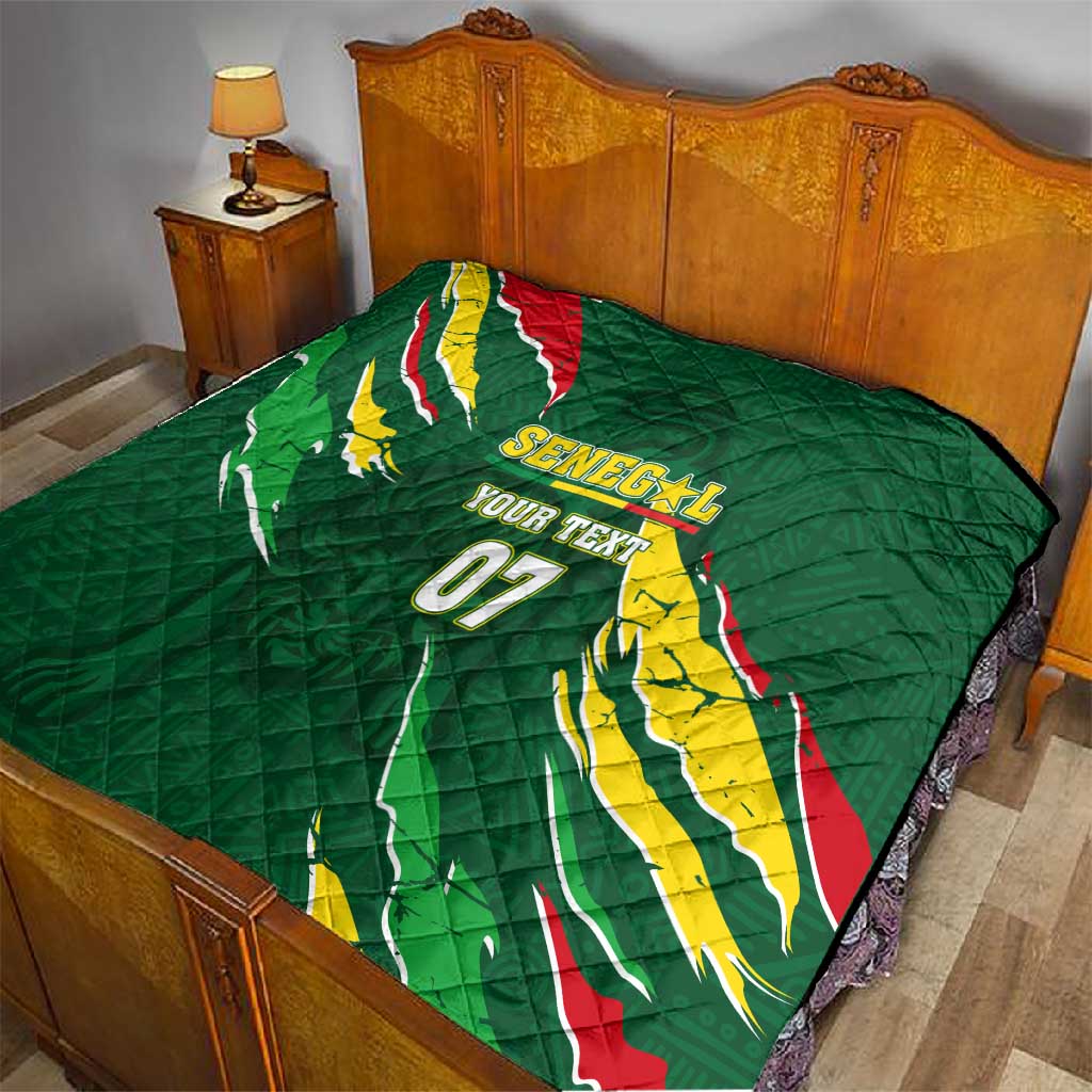 Custom Senegal Football Quilt Nations Cup 2024 Tranga Lions LT7