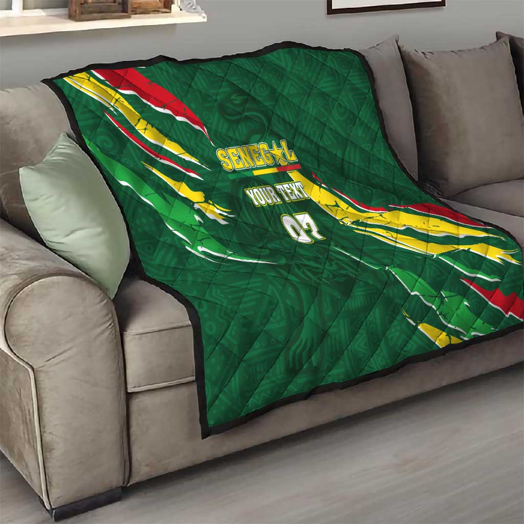 Custom Senegal Football Quilt Nations Cup 2024 Tranga Lions LT7