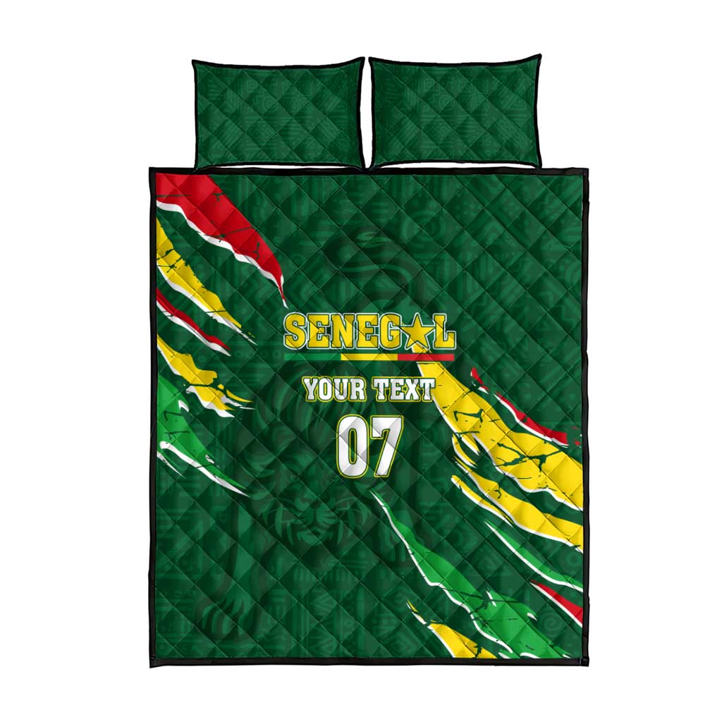 Custom Senegal Football Quilt Bed Set Nations Cup 2024 Tranga Lions LT7
