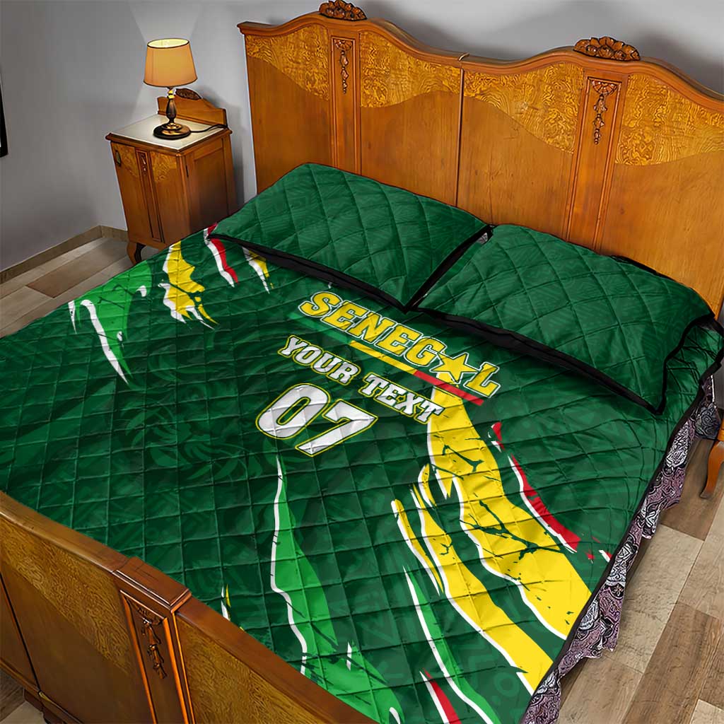 Custom Senegal Football Quilt Bed Set Nations Cup 2024 Tranga Lions LT7